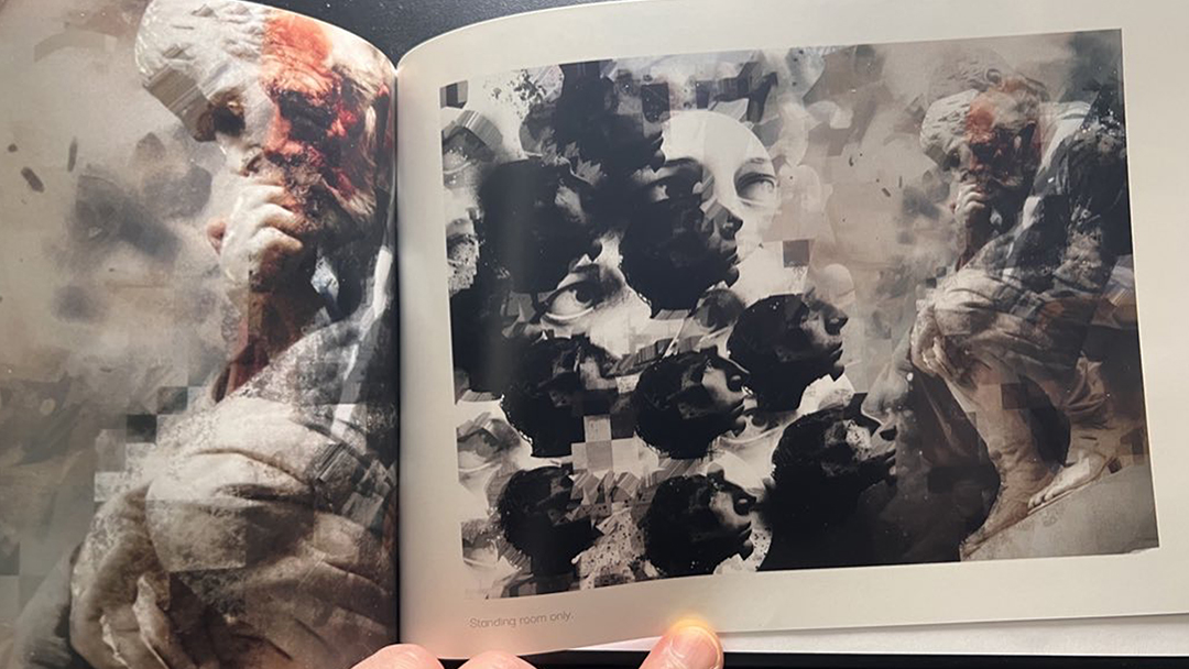 Textured digital artwork layer composition - detail view